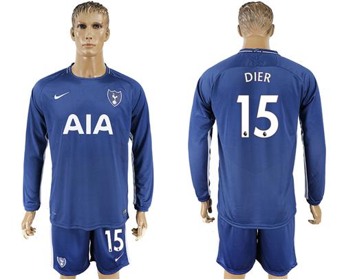 Tottenham Hotspur #15 Dier Away Long Sleeves Soccer Club Jersey - Click Image to Close